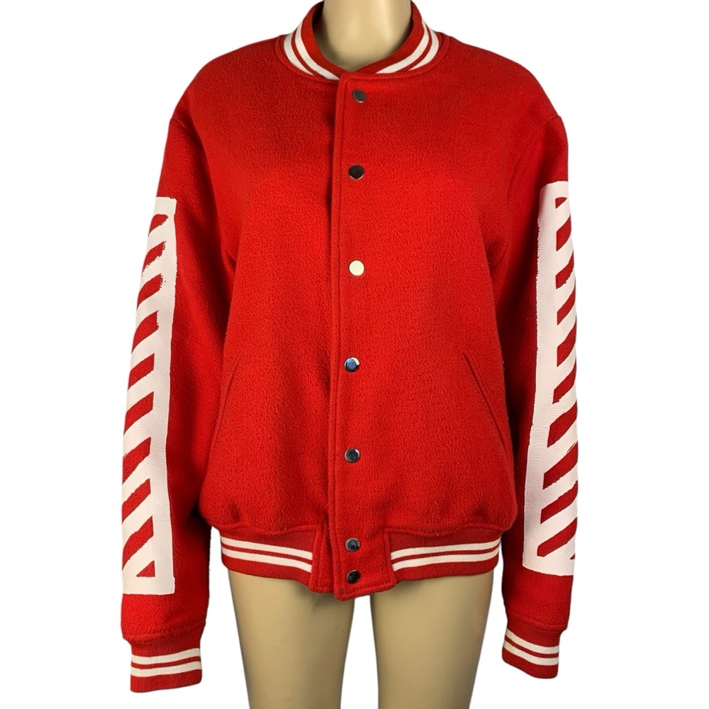 Varsity Jacket Off-White and Red